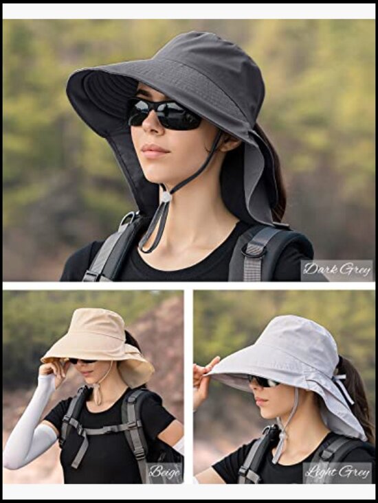 Women\'s UPF 50+ Sun Hat with Neck Flap Wide Brim Bucket Hat for Outdoor